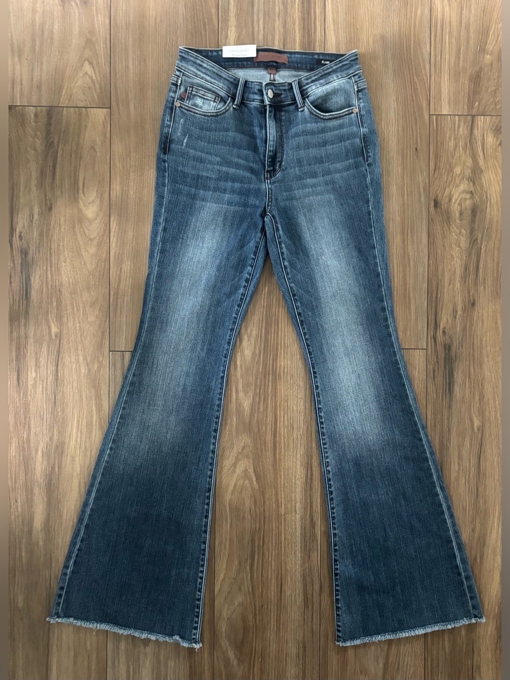Judy Blue Flare Medium Wash Raw Hem Jeans